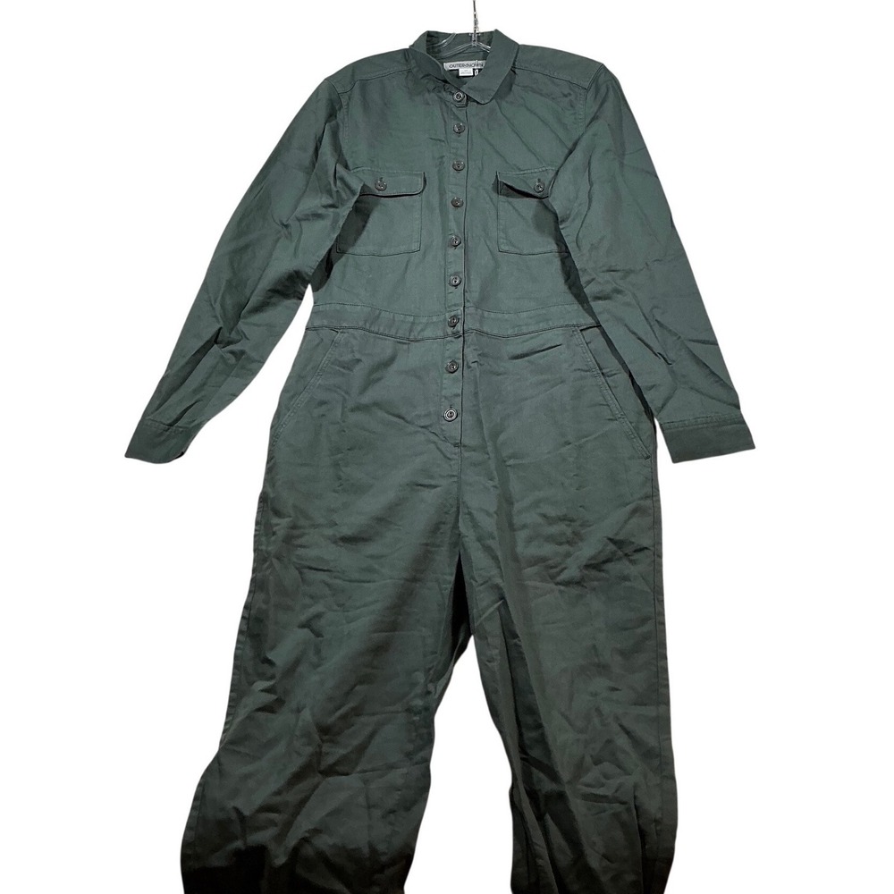Outerknown Womens SEA Suit Jumpsuit Forest Green Organic Cotton Linen Small NEW